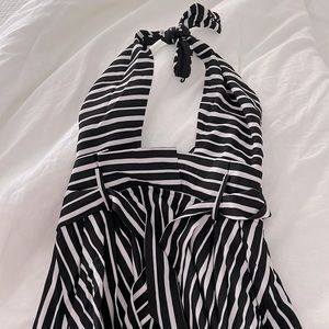 Black/white striped halter top maxi dress.Size S NEW